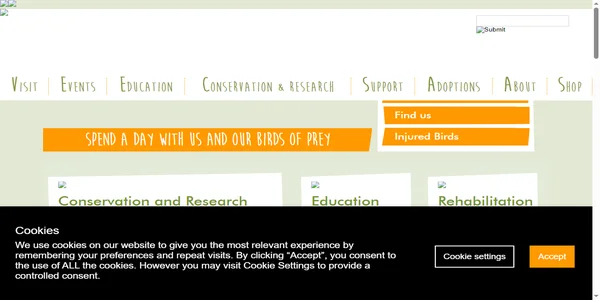 Screenshot of hawk-conservancy.com