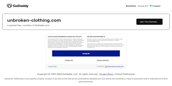Screenshot of unbroken-clothing.com