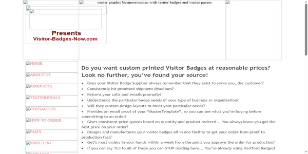 Screenshot of visitor-badges-now.com